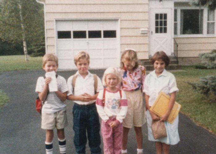 kids at bus stop