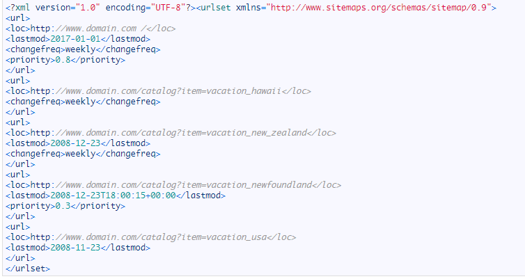 example of a sitemap